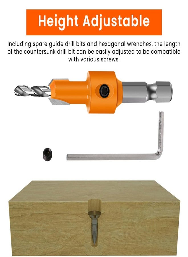 Serplex مجموعة مثقاب غاطس للأعمال الخشبية من سيربلكس®، 11 قطعة، 5 أحجام من رؤوس المثقاب المصنوعة من الفولاذ الكربوني، 6 رؤوس توجيه إضافية، ساق 8 مم، متعددة الاستخدامات في الحفر في الخشب والبلاستيك - طقم أدوات DIY - Image 5